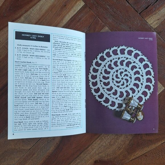 Coats & Clarks‎ 222 Doily Knitted Tatted Crocheted 1972 Vintage Booklet Stitch - Picture 3 of 6